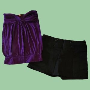 Junior Girls Star City Skorts & Forever 21 Tube Top Sz. SM